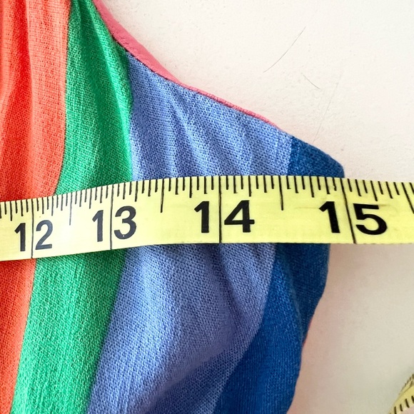 NWT Gianni Bini Rainbow Stripe Romper Medium Tie Waist V Neck Festival - Picture 5 of 8